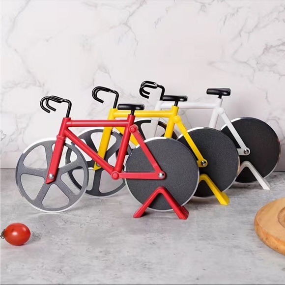 NIB Red Bicycle Double Pizza Cutter with Stand - Picture 5 of 11